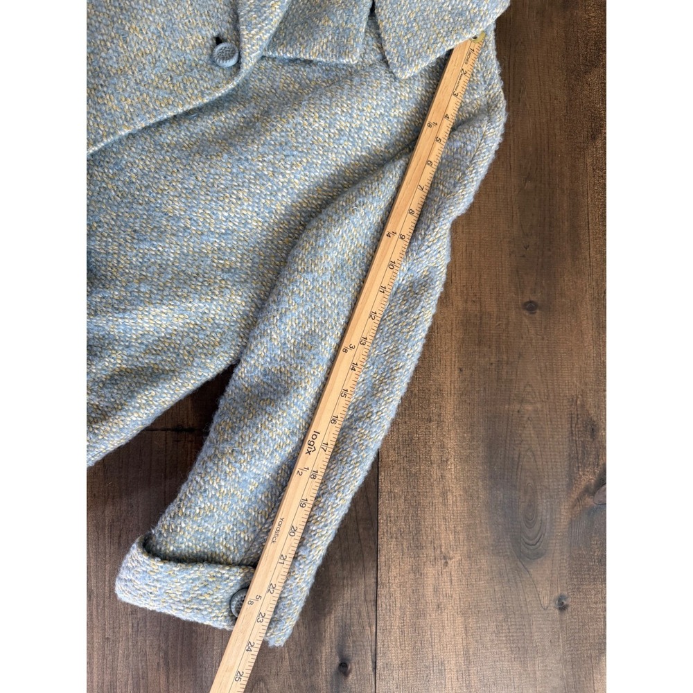 Vintage 50s 60s Glenbrooke Wool Tweed Blue Yellow ILGWU Union Swing Car Coat - Picture 13 of 15